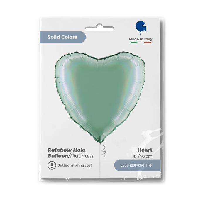 Hart 45cm Regenboog Holografisch Platinum Tiffany