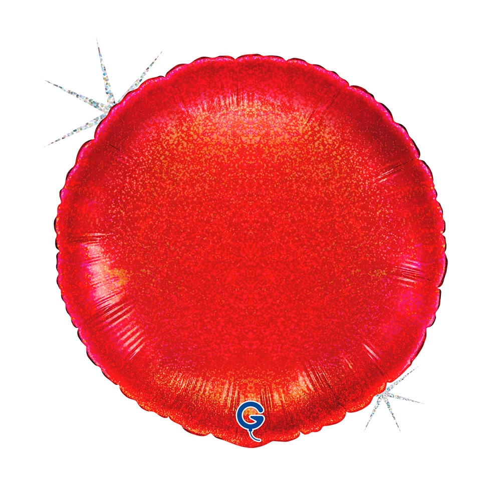 Rond 45cm Glitter Holografisch Rood