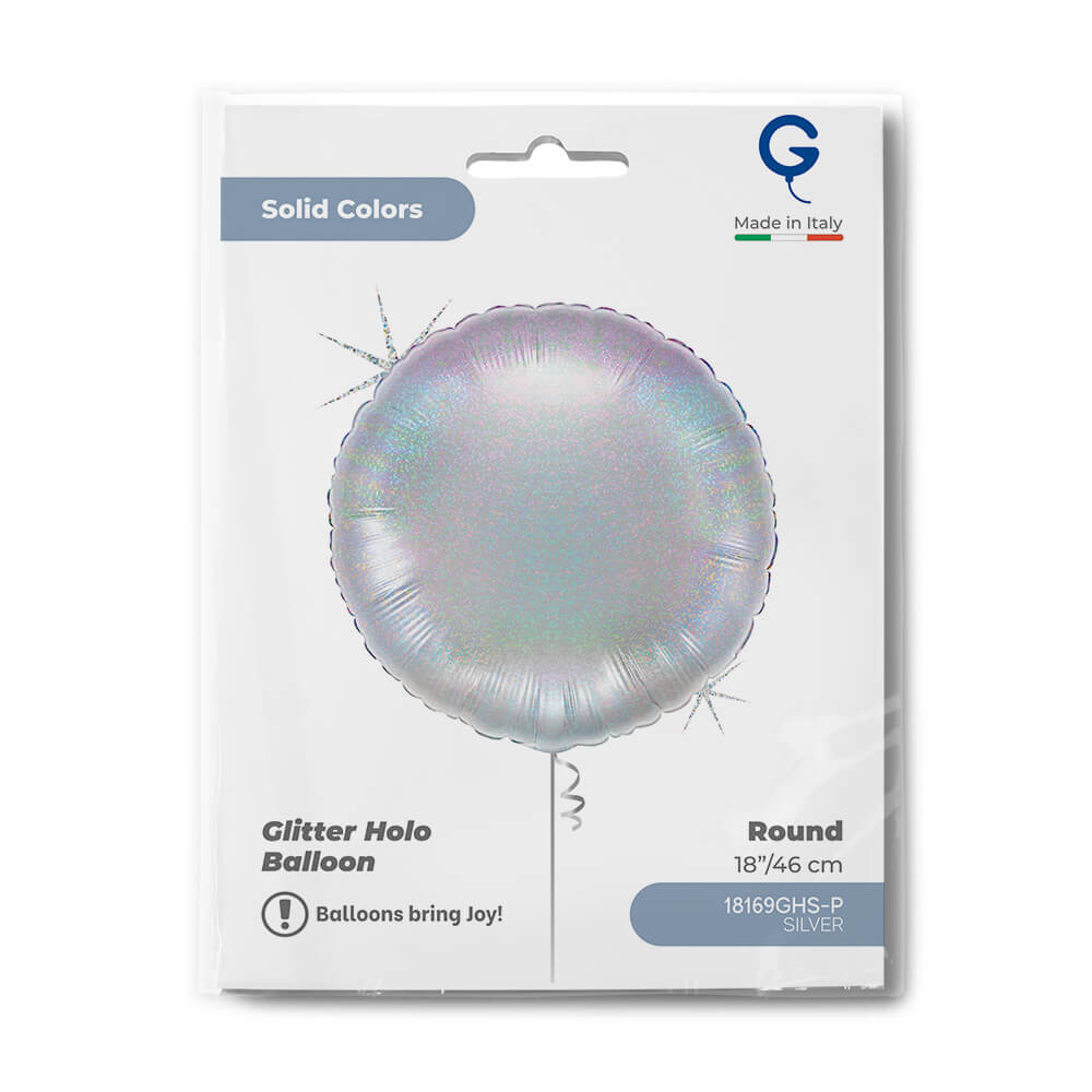 Rond 45cm Glitter Holografisch Zilver - Afbeelding 2