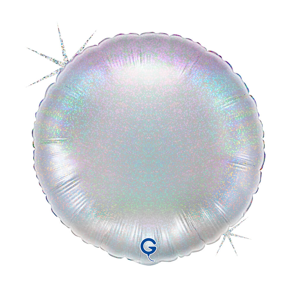 Rond 45cm Glitter Holografisch Zilver