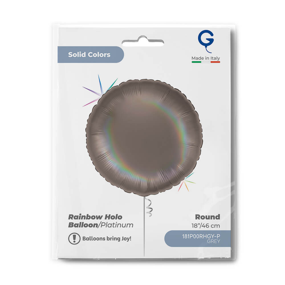 Rond 45cm Regenboog Holografisch Platinum Grijs - Afbeelding 2