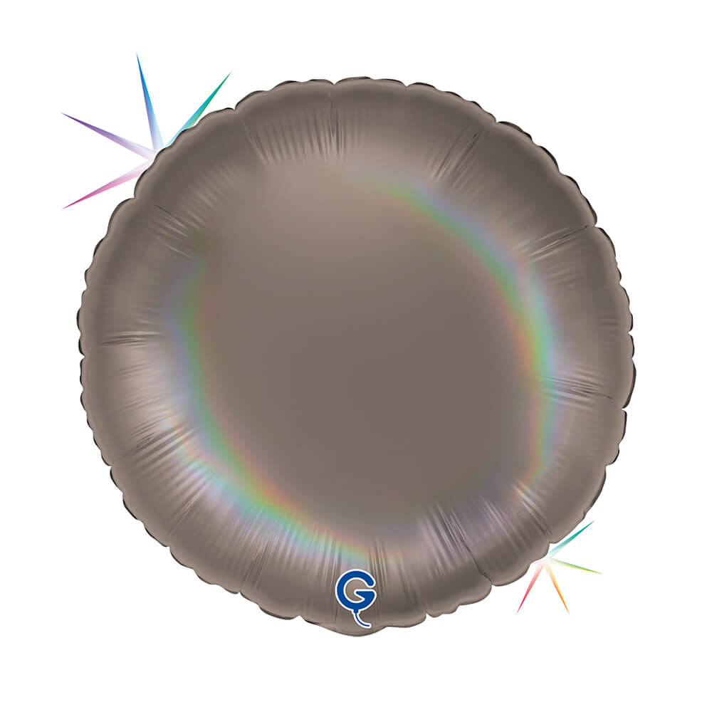 Rond 45cm Regenboog Holografisch Platinum Grijs