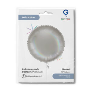 Round 18inc Rainbow Holographic Platinum Pure