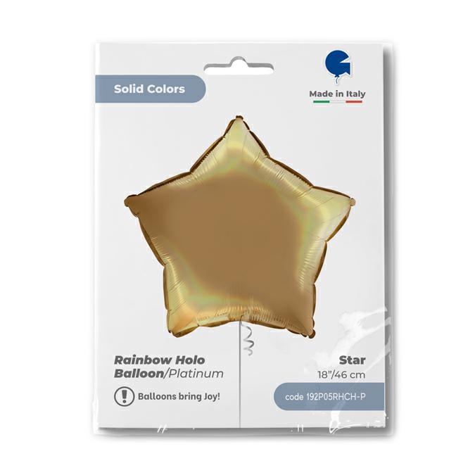 Ster 45cm Regenboog Holografisch Platinum Champagne