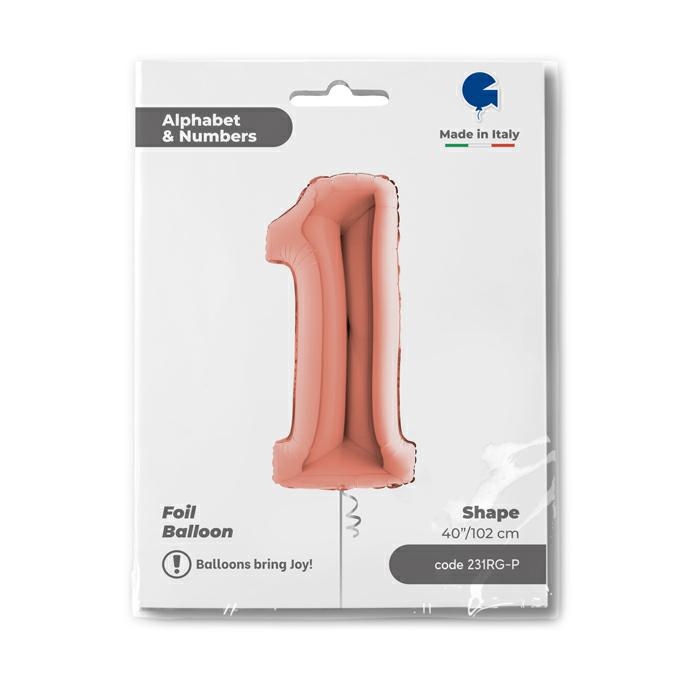 Cijfer 1 Rosé Goud 102cm