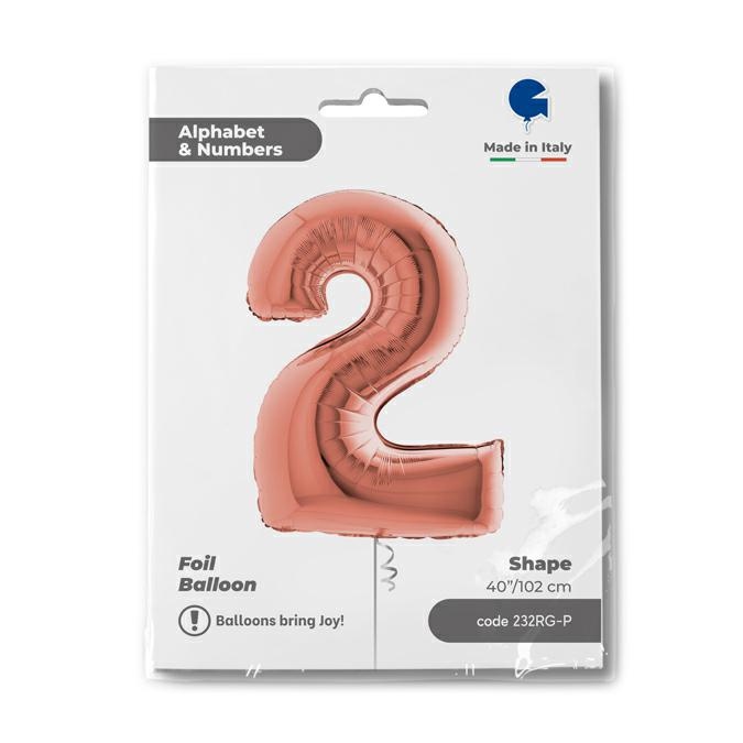 Cijfer 2 Rosé Goud 102cm