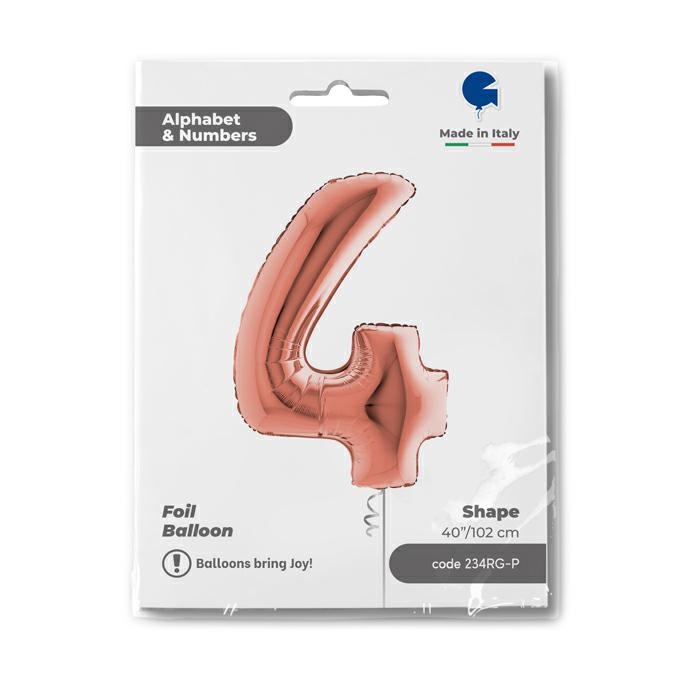 Cijfer 4 Rosé Goud 102cm