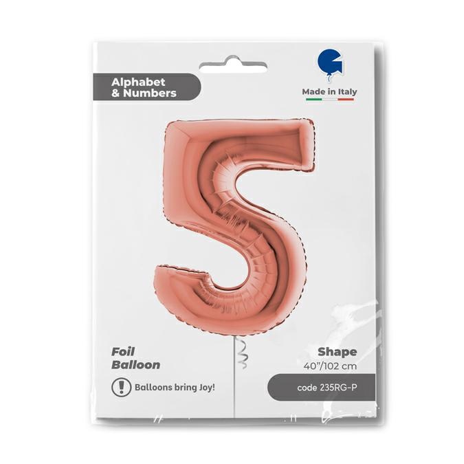 Cijfer 5 Rosé Goud 102cm