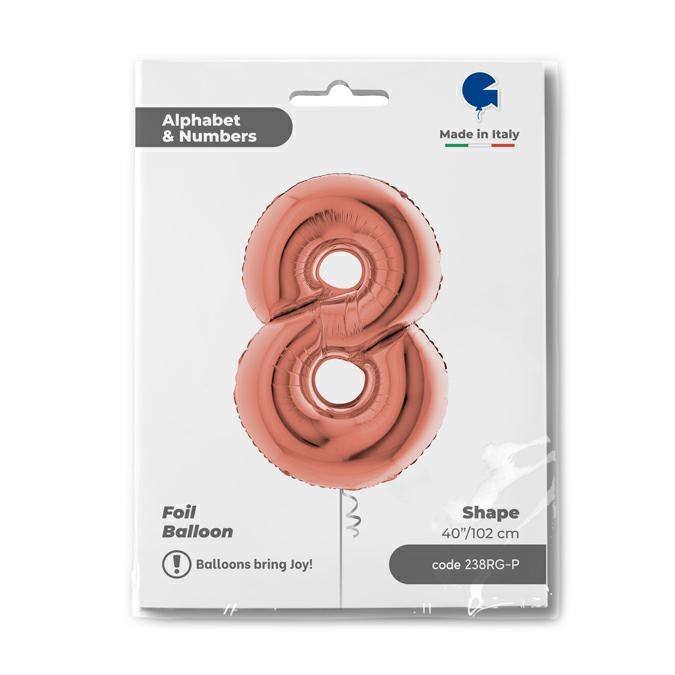 Cijfer 8 Rosé Goud 102cm