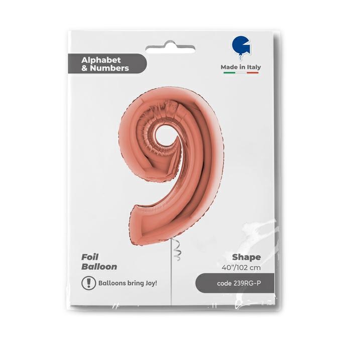 Cijfer 9 Rosé Goud 102cm