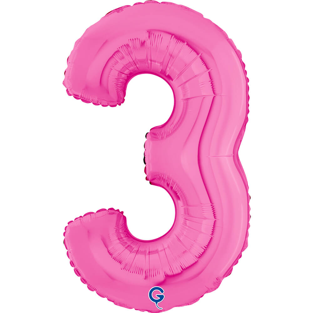 Cijfer 3 Fuxia 66cm