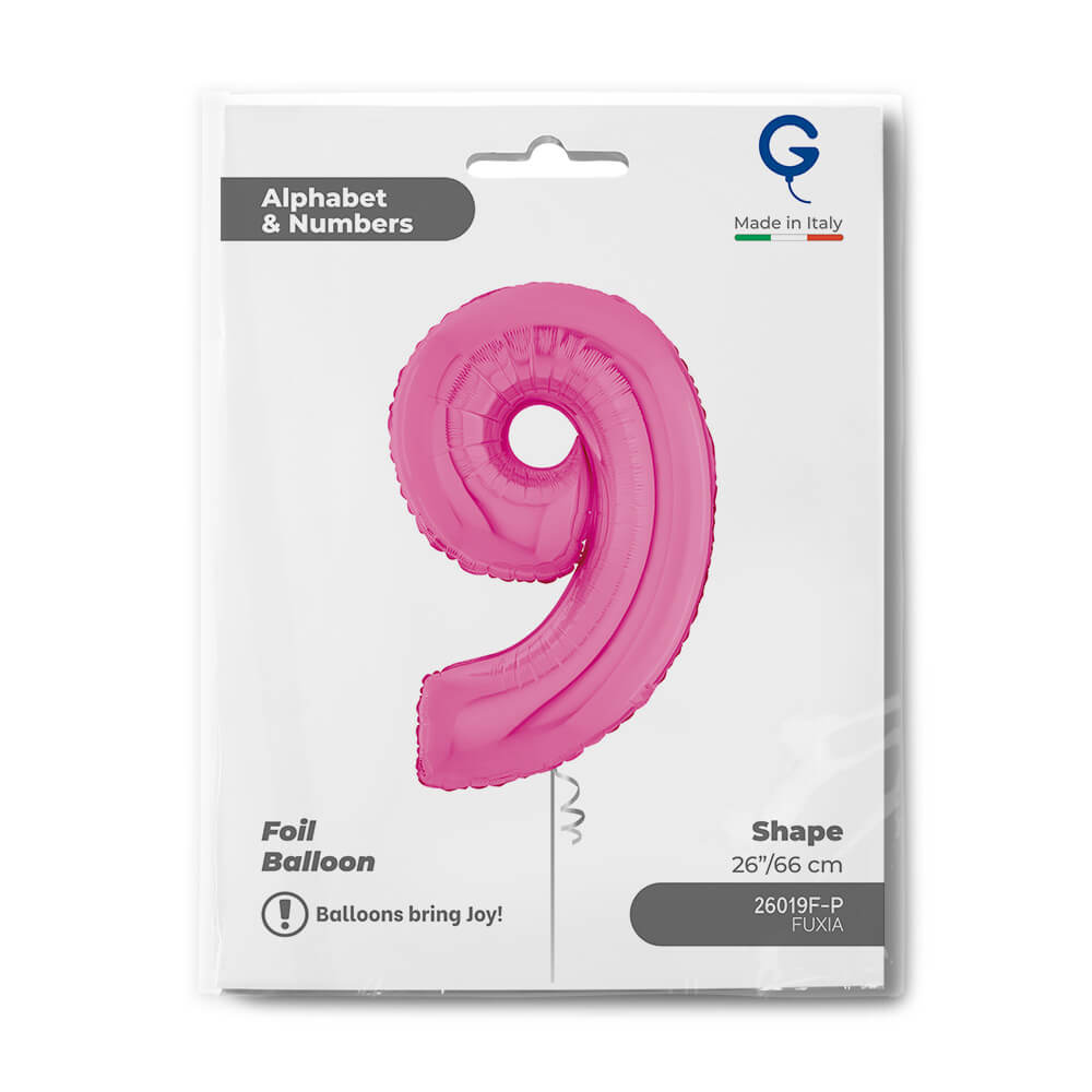 Cijfer 9 Fuxia 66cm - Afbeelding 2