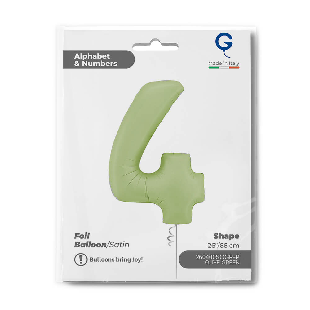 Cijfer 4 Satin Olive Groen 66cm - Afbeelding 2