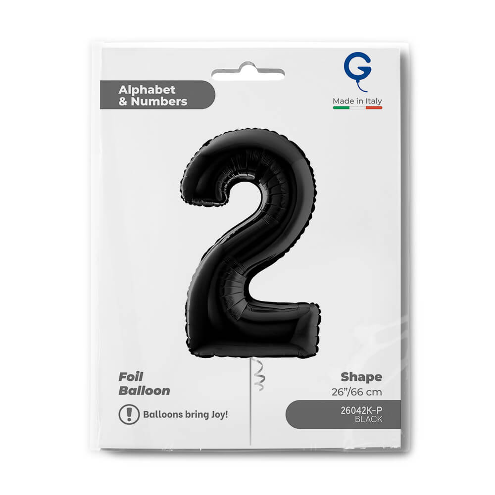 Cijfer 2 Zwart 102cm - Afbeelding 2