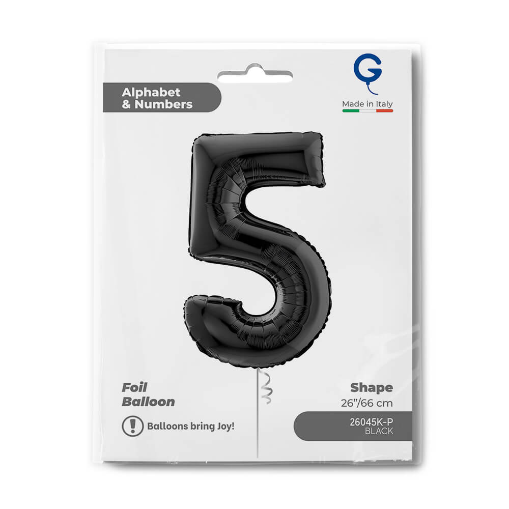 Cijfer 5 Zwart 102cm - Afbeelding 2