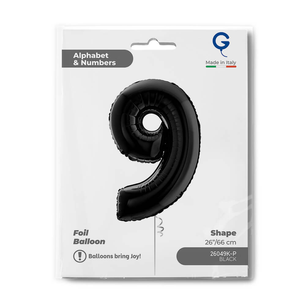 Cijfer 9 Zwart 102cm - Afbeelding 2