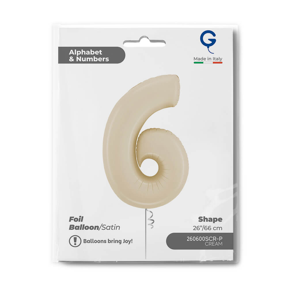 Cijfer 6 Satin Cream 66cm - Afbeelding 2