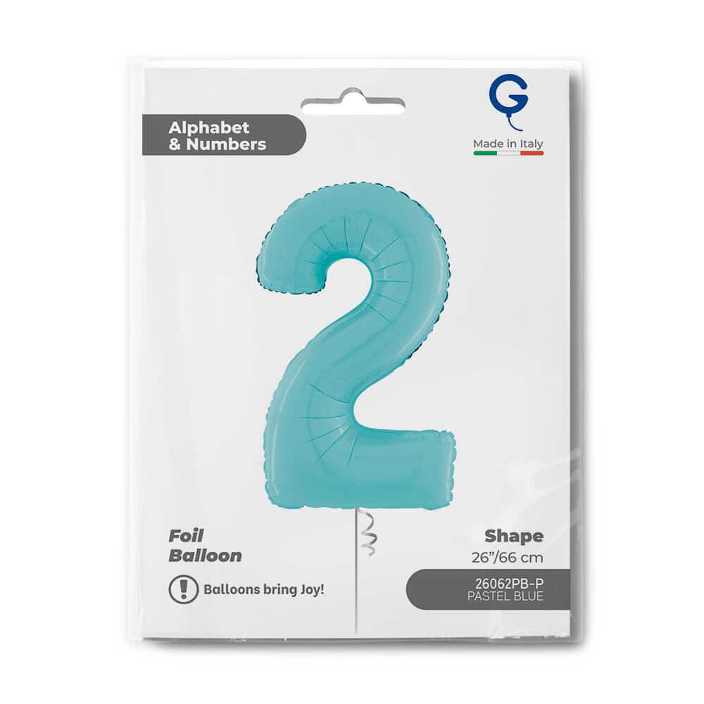 Cijfer 2 Pastel Blauw 102cm - Afbeelding 2