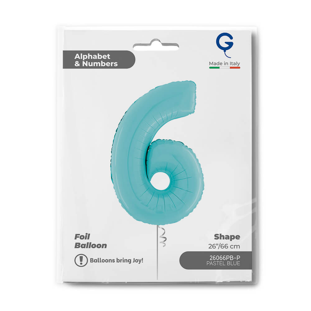 Cijfer 6 Pastel Blauw 102cm - Afbeelding 2