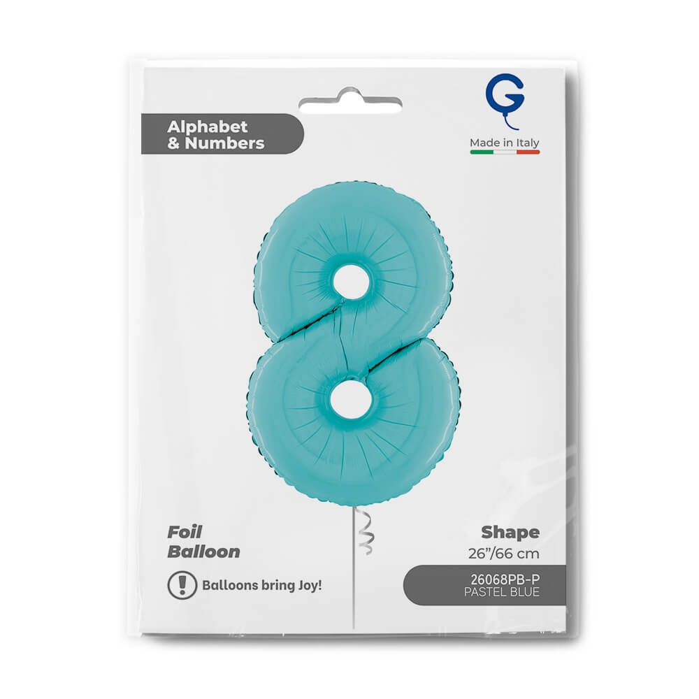 Cijfer 8 Pastel Blauw 66cm - Afbeelding 2