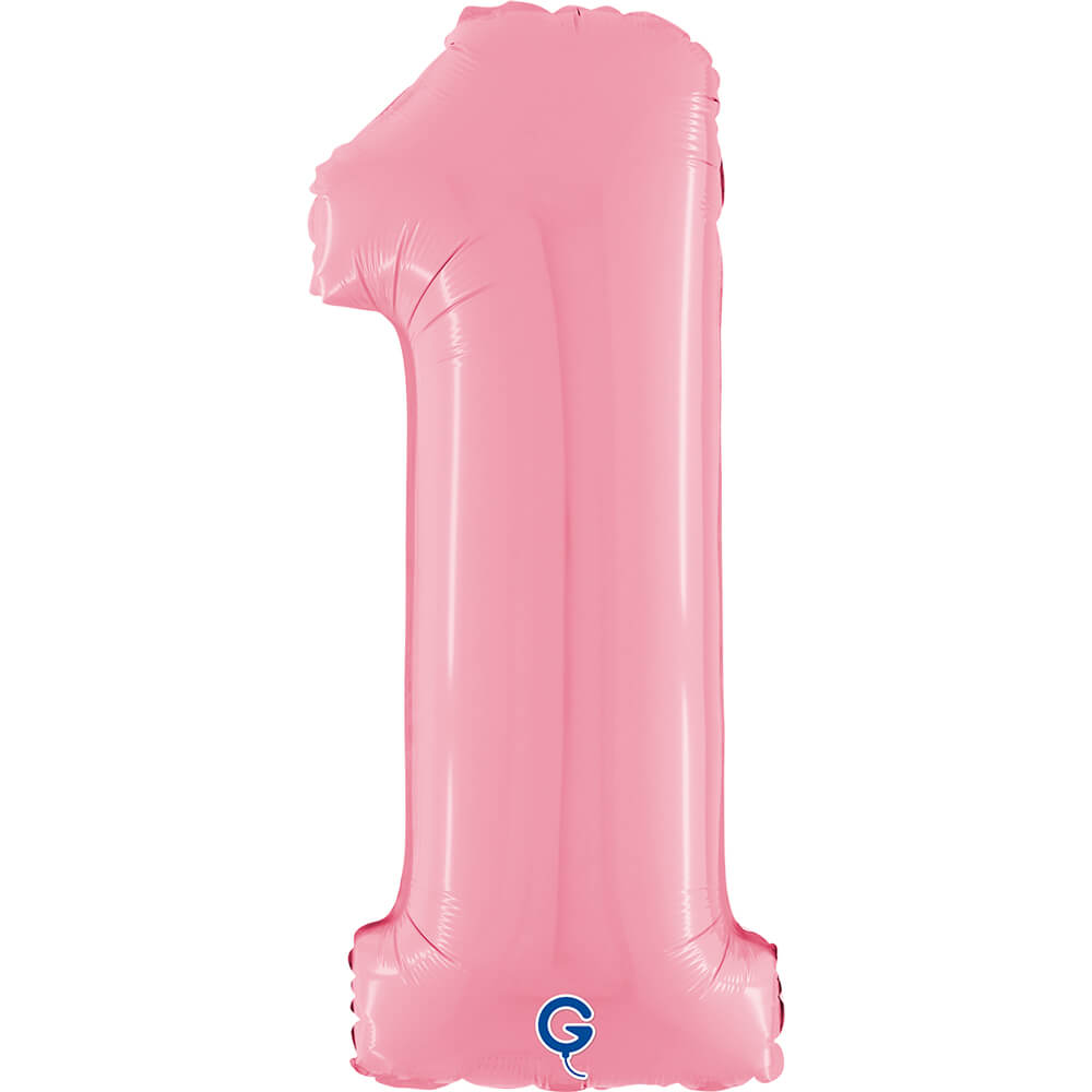 Cijfer 1 Pastel Roze 66cm