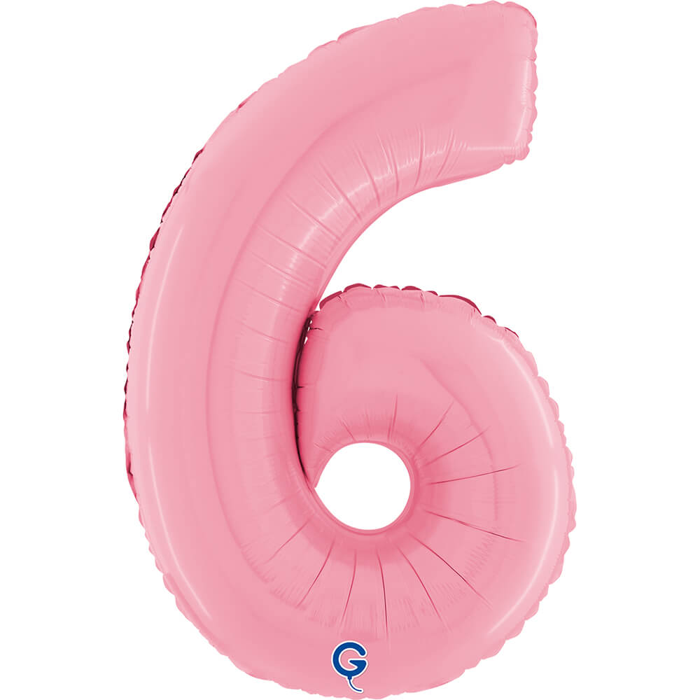 Cijfer 6 Pastel Roze 66cm