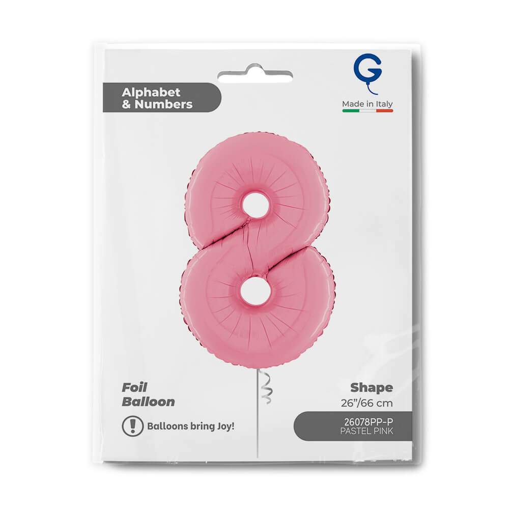 Cijfer 8 Pastel Roze 102cm - Afbeelding 2
