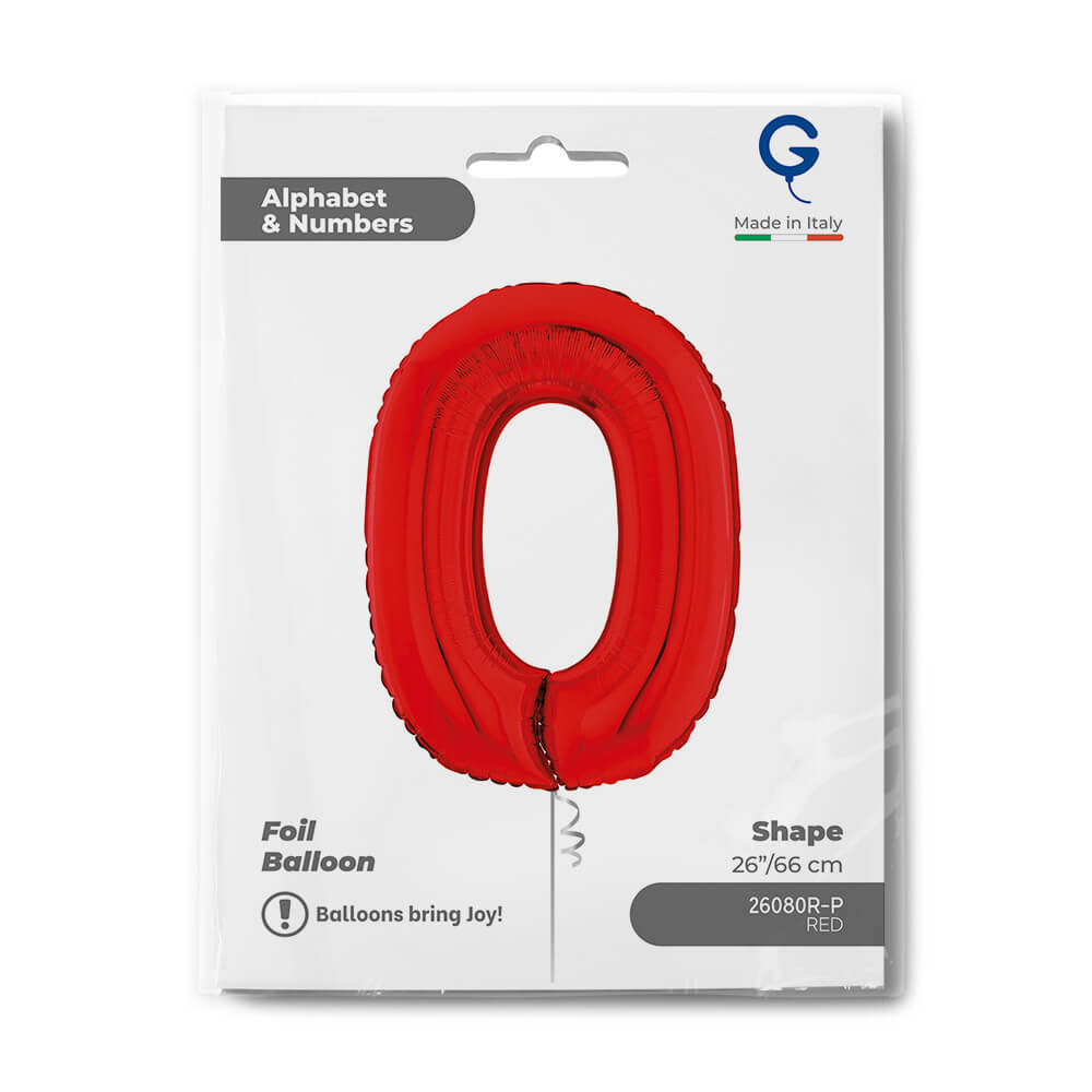 Cijfer 0 Rood 66cm - Afbeelding 2