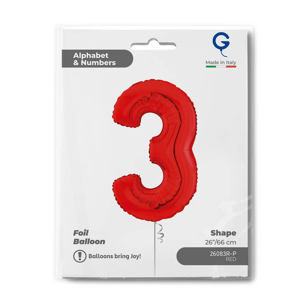 Cijfer 3 Rood 102cm - Afbeelding 2