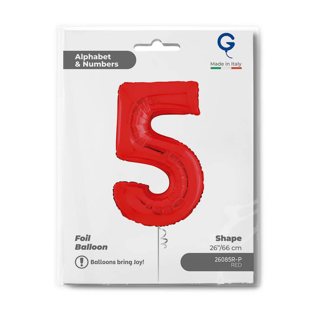 Cijfer 5 Rood 102cm - Afbeelding 2