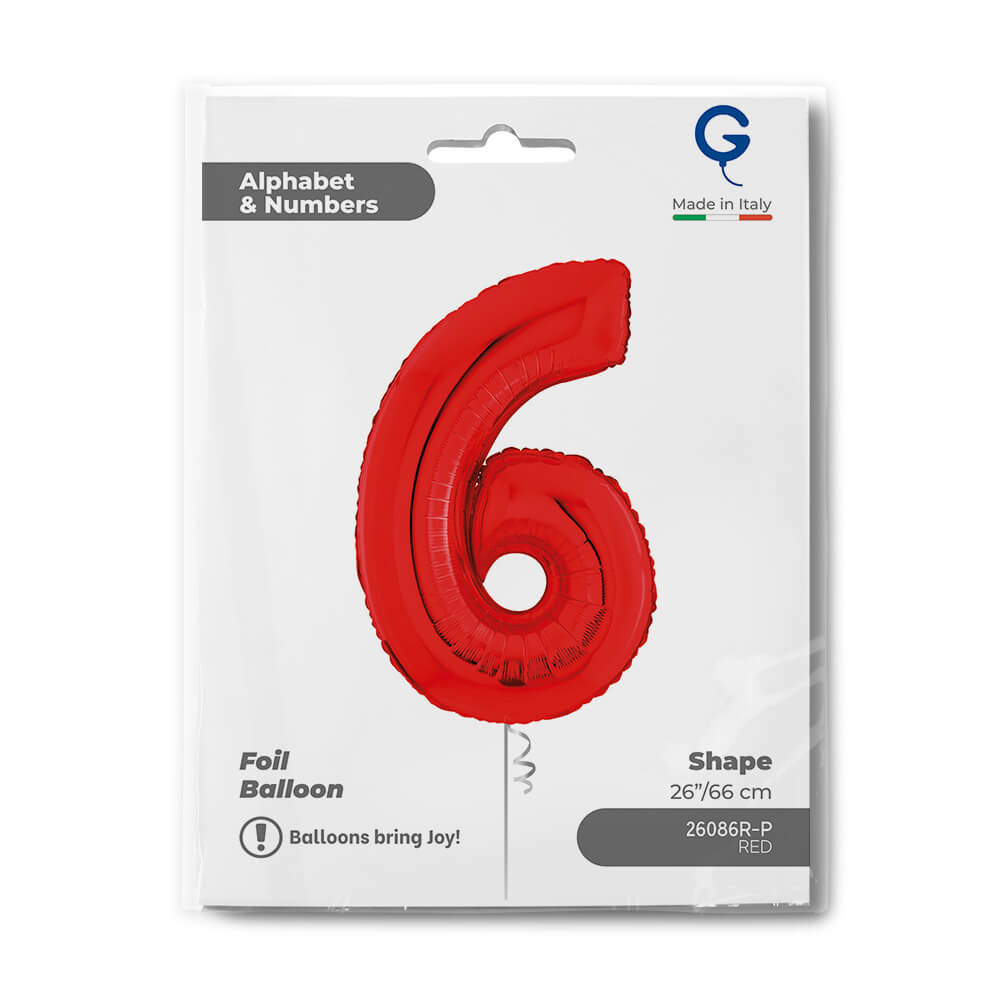 Cijfer 6 Rood 102cm - Afbeelding 2