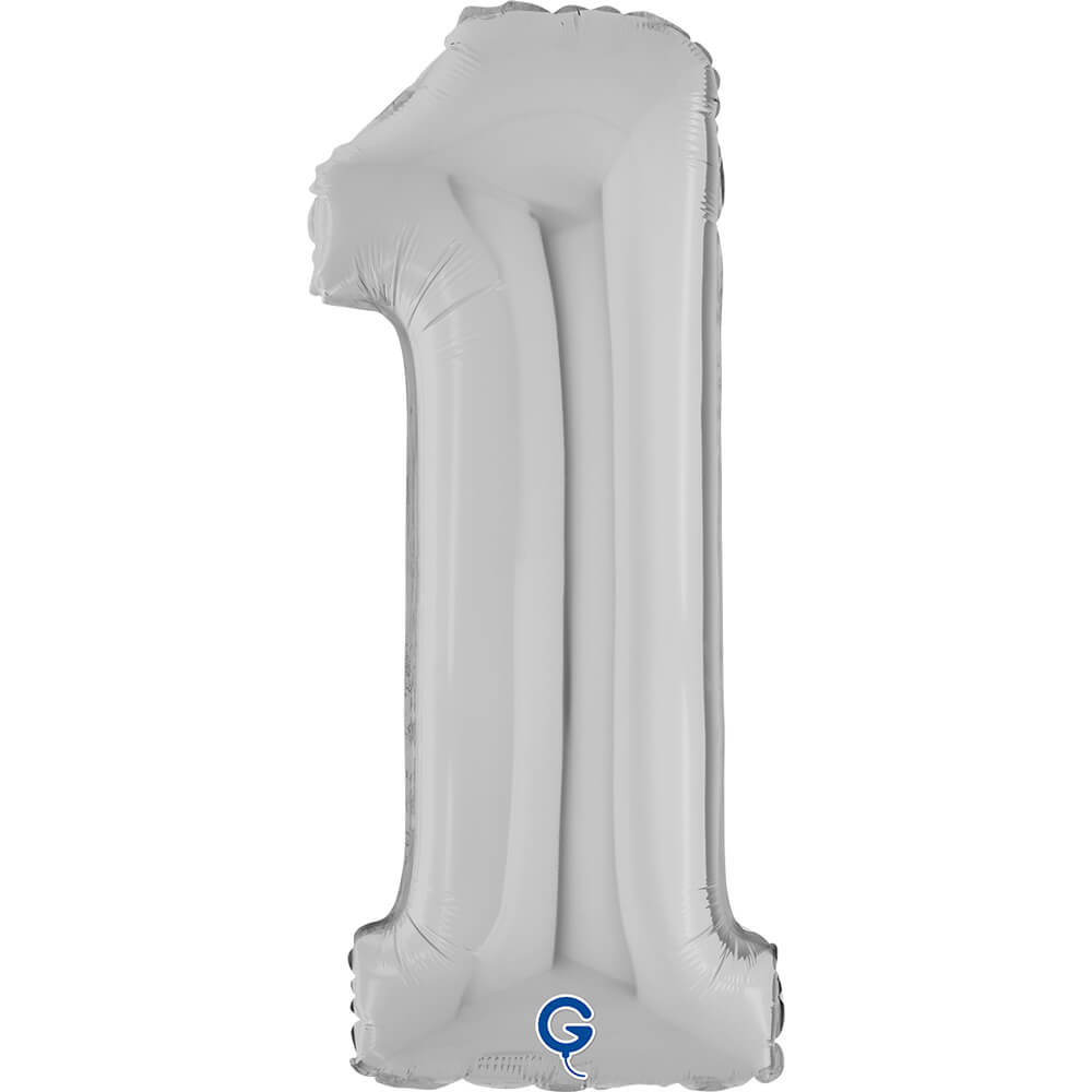 Cijfer 1 Zilver 66cm