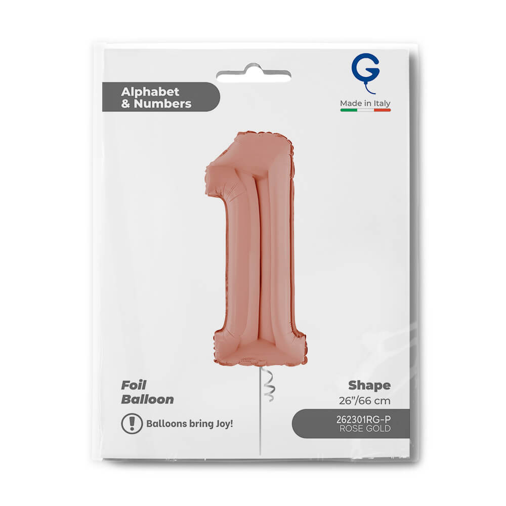 Cijfer 1 Rosé Goud 66cm - Afbeelding 2