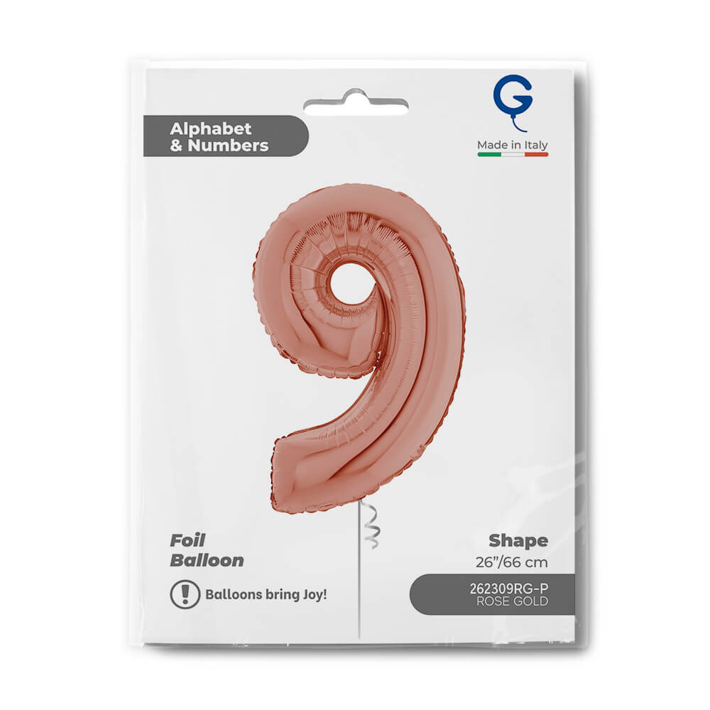 Cijfer 9 Rosé Goud 66cm - Afbeelding 2