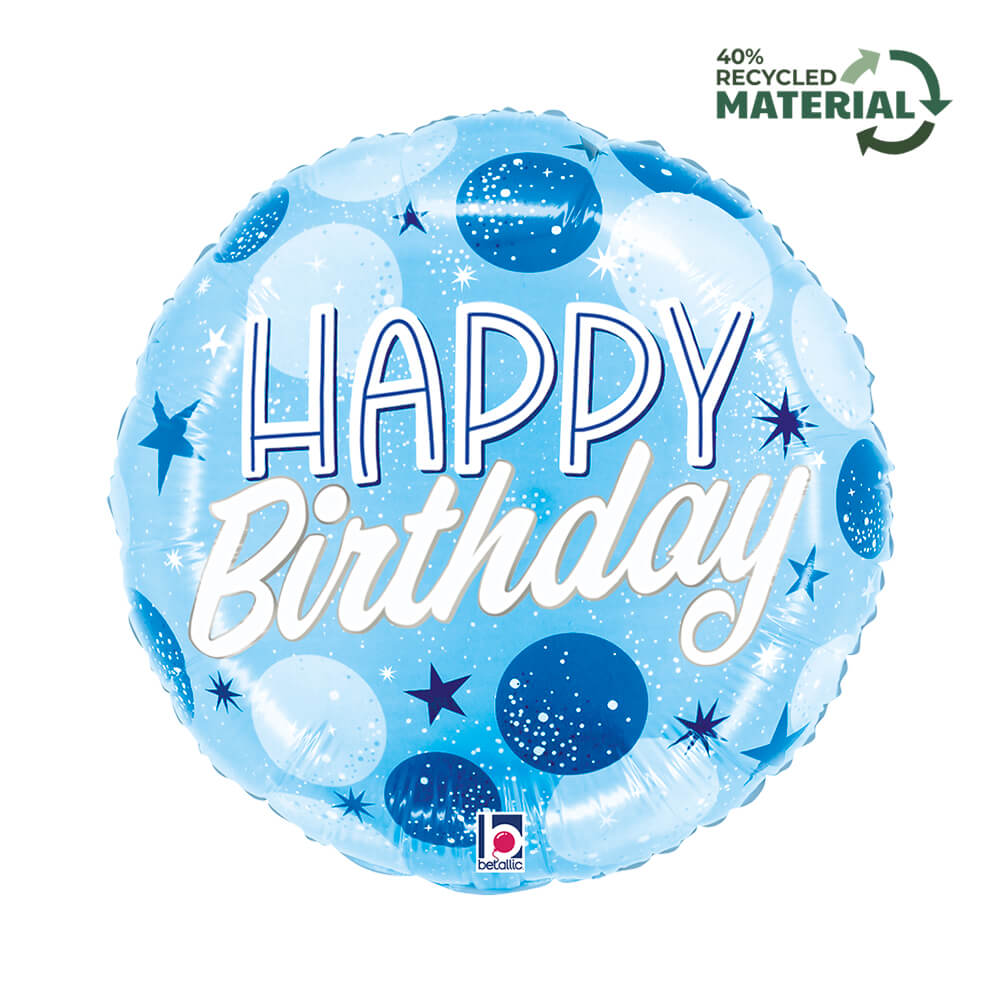 R18 B-Day Blauw Sparkle Dots