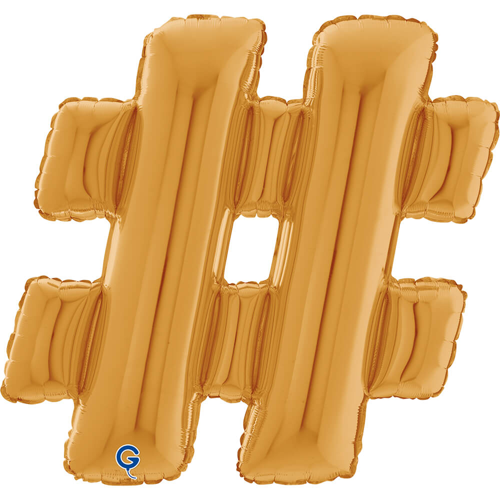 Symbol Hashtag Goud 66cm