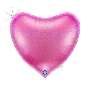 Heart 36inc Glitter Holographic Fuxia