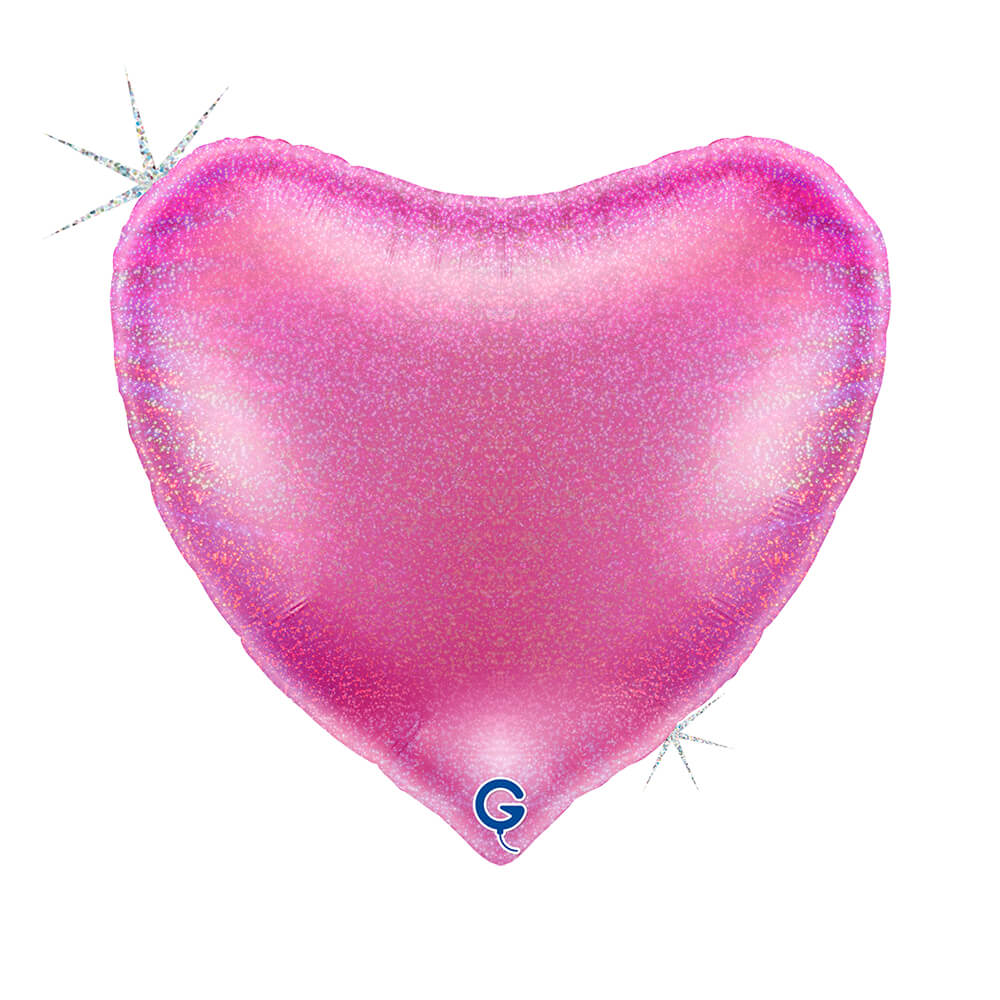 Hart 91cm Glitter Holografisch Fuxia