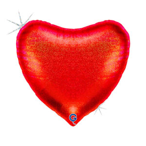 Heart 36inc Glitter Holographic Red