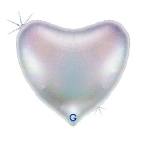 Heart 36inc Glitter Holographic Silver
