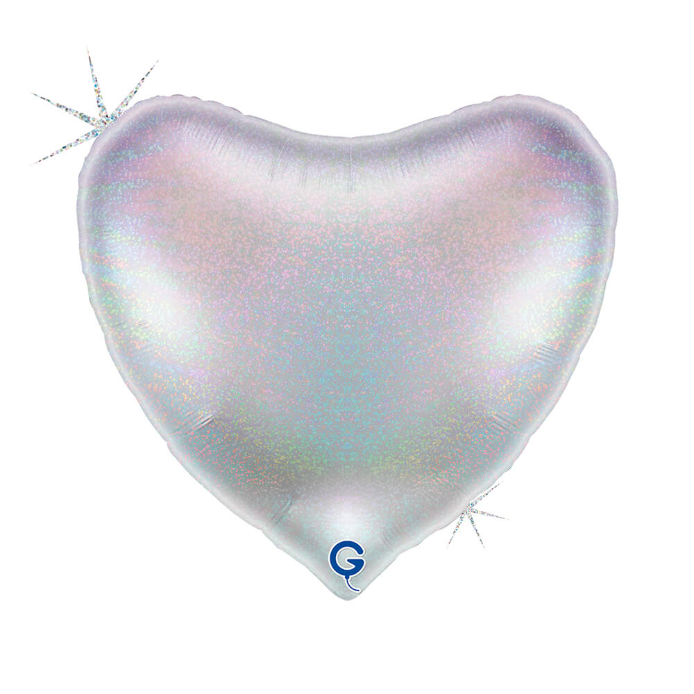 Hart 91cm Glitter Holografisch Zilver
