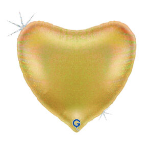 Heart 36inc Glitter Holographic Gold 5