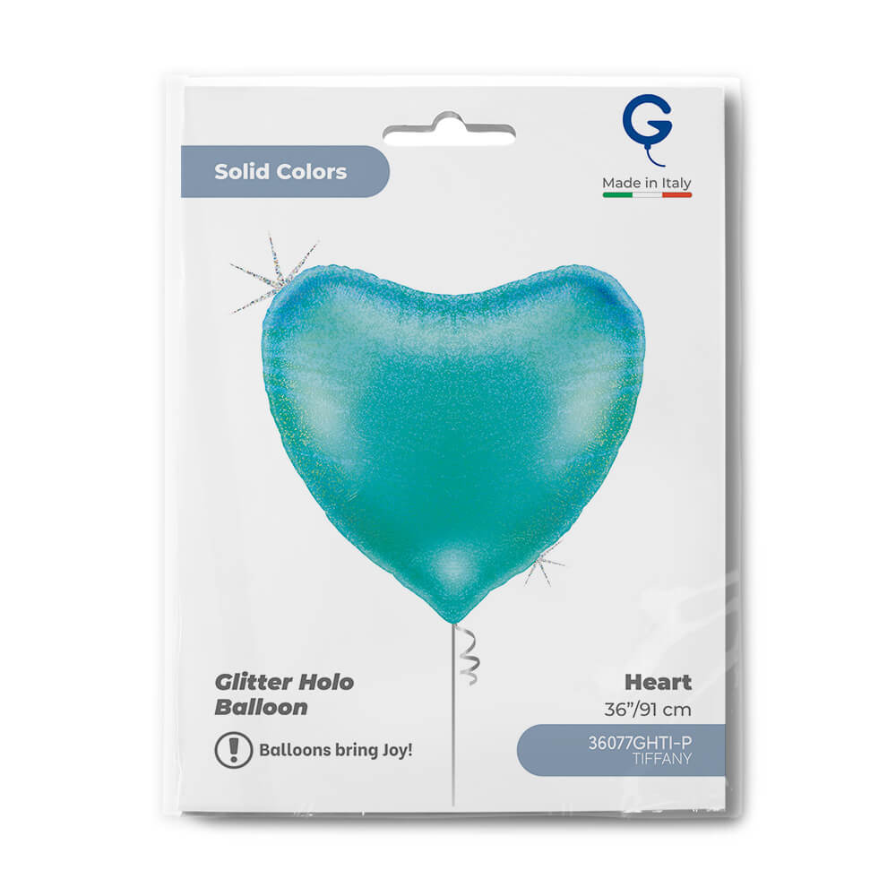 Hart 91cm Glitter Holografisch Tiffany - Afbeelding 2