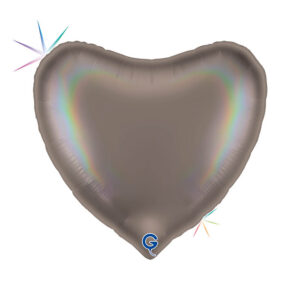 Heart 36inc Rainbow Holographic Platinum Grey