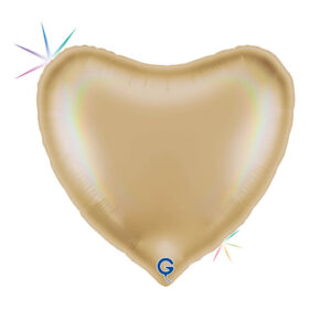 Heart 36inc Rainbow Holographic Platinum Champagne