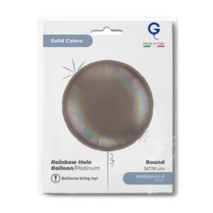 Round 36inc Rainbow Holographic Platinum Grey