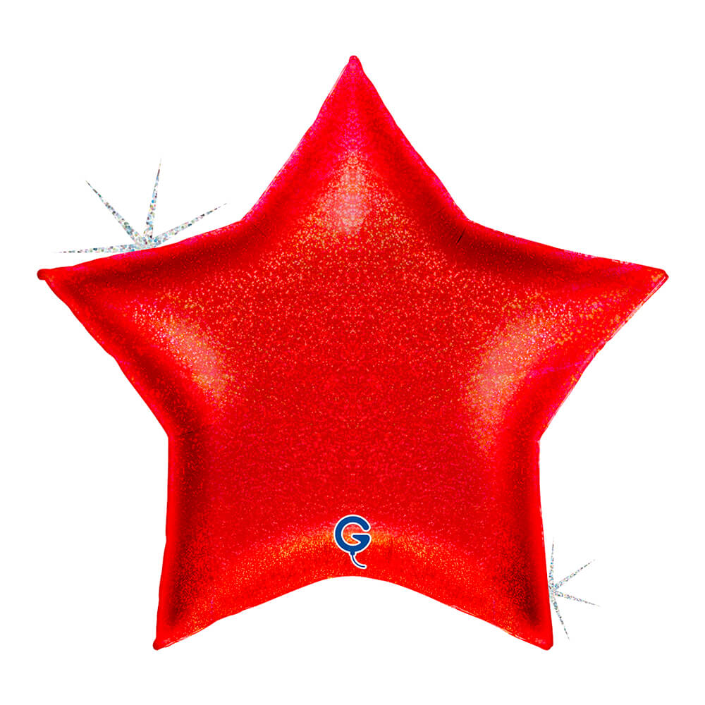 Ster 91cm Glitter Holografisch Rood