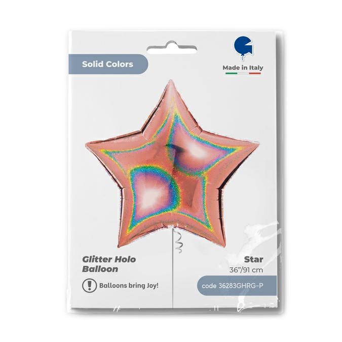 Ster 91cm Glitter Holografisch Rosé Goud