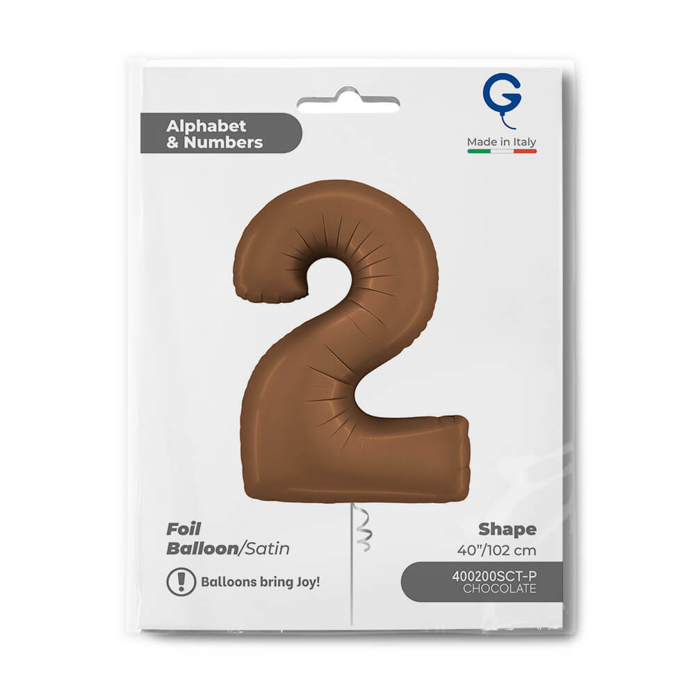 Cijfer 2 Satin Chocolate 102cm - Afbeelding 2