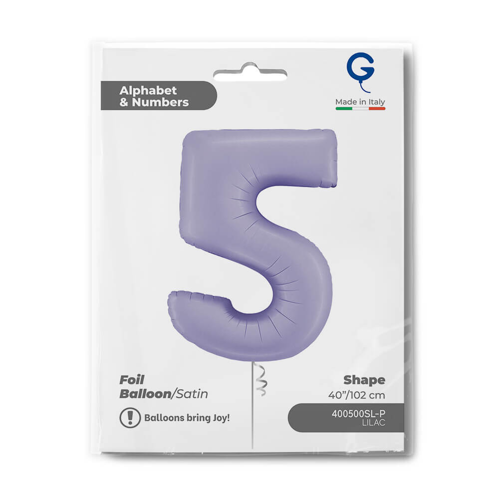 Cijfer 5 Satin Lilac 102cm - Afbeelding 2
